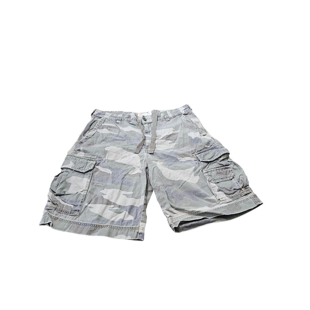 Cargo Supply Gray Camo Cargo Shorts Men's 36 Drawstring Utility Military